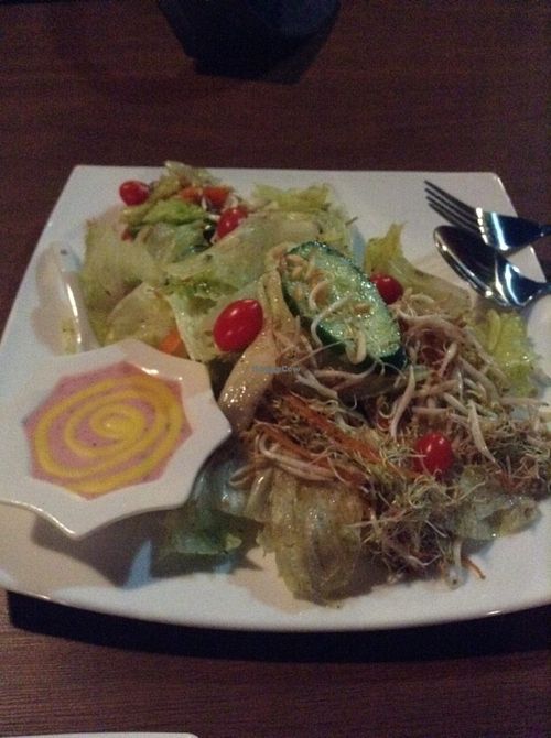 Salad with great dressing at Zamin in Tehran