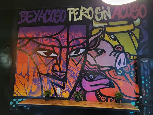 Art on wall at Beyaca in Tijuana