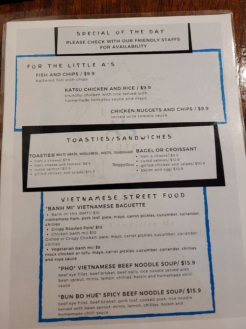 Menu at Little A's Cafe in Guildford