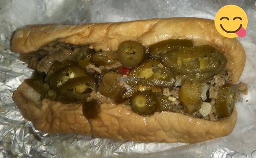 Beef less Italian beef with extra giardiniera   at Buona in Chicago