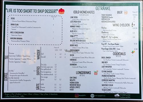 Menu page at Vegang at Vegang in Berlin