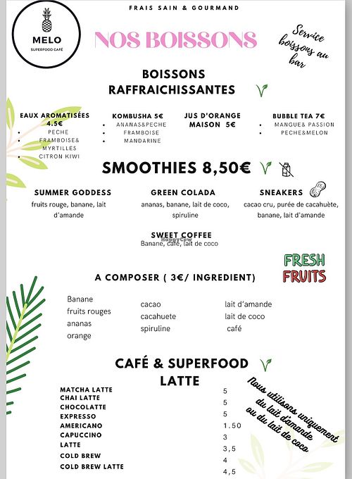 Menú   at Melo Superfood Café in Bonifacio