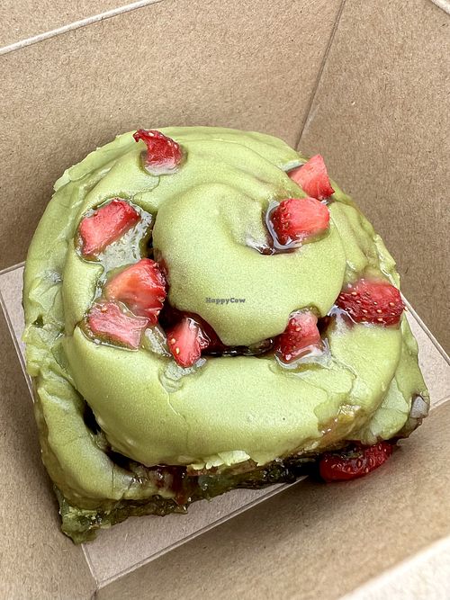 Matcha strawberry bun 🍓  at Foodstory Beach Hut in Aberdeen