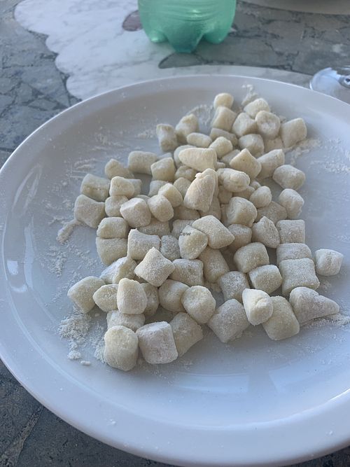 Making the gnocchi  at Veg Cooking Class with Giulia  in Sorrento