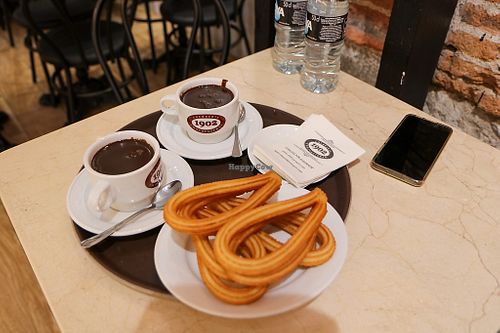 churros with vegan chocolate at Chocolateria 1902 in Madrid
