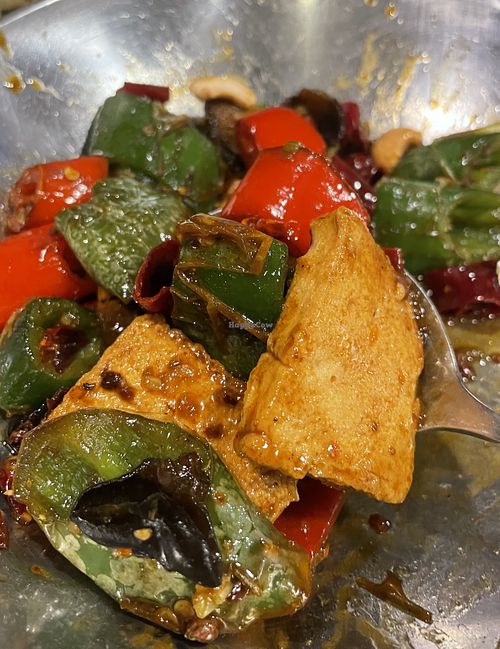 Frozen tofu Sichuan style (after ate half!)  at Veggie Kingdom 緻素坊 in Kowloon