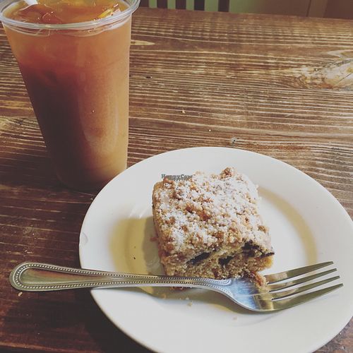 iced cold brew and blueberry coffee cake   at Grindcore House in Philadelphia