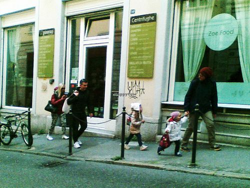 outside at Zoe Food in Trieste