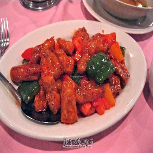 Sweet and Sour 'Chicken' at New Harmony Vegetarian Restaurant in Philadelphia