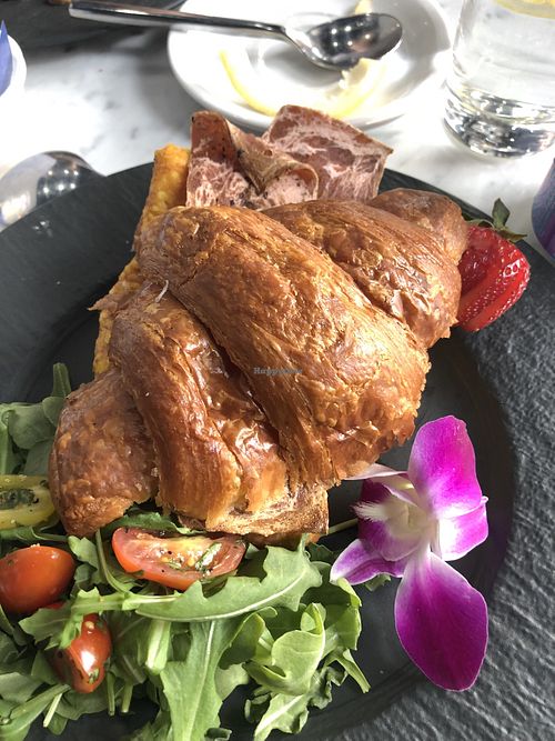 Vegan bacon egg and cheese on a croissant!  at Gaia & Loki in Jersey City