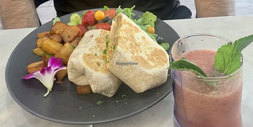 Bkfst burrito & smoothie   at Gaia & Loki in Jersey City