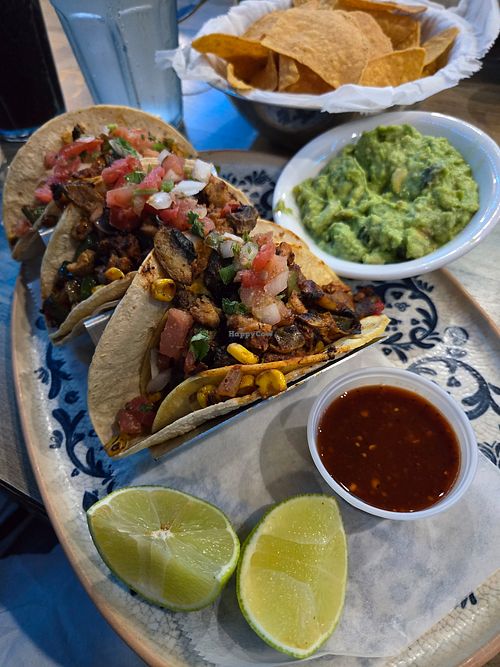 Vegan tacos, sub guacamole instead of vegan cheese at Plaza Azteca in Hampton