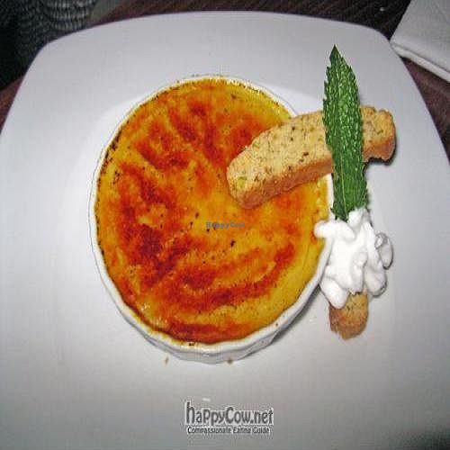 Saffron creme brulee with Pistachio biscotti $8 at Horizons in Philadelphia