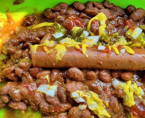 No bun hot dog and mild chili. at The Lick in Vallejo