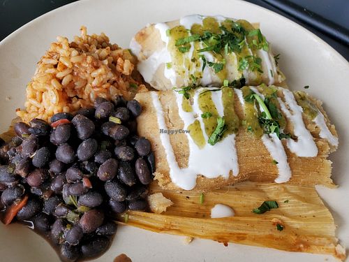 Beef tamale plate at Veggie Grill by Next Level in Santa Monica