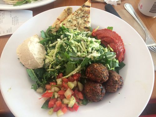 Mediterranean supergreens salad with homemade falafels  at Veggie Grill by Next Level in Santa Monica