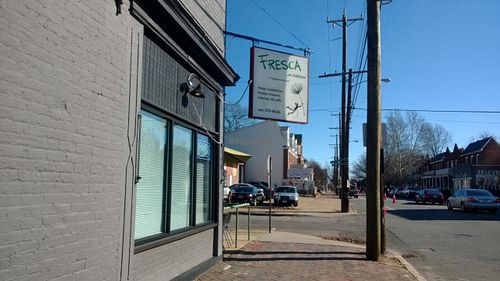 Picture of their sign, heading west on Cary St going towards downtown Richmond.  at Fresca on Addison in Richmond