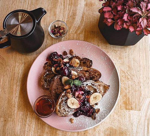 Vegan French toast at Bonobo Cafe in Christchurch