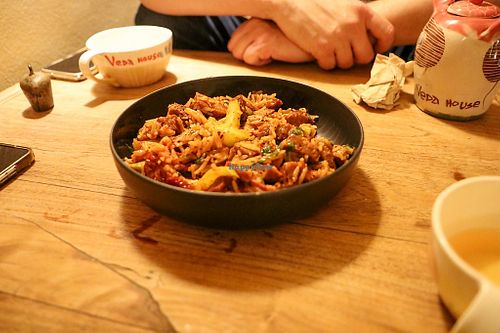 basmati rice with seitan & sun-dried tomatoes at Veda House - Sofia in Sofia