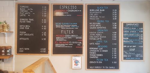 Menus at Bean & Bud  in Harrogate