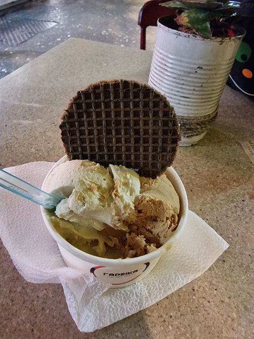 Salted caramel and apple cinnamon at Fabrika in Tirana