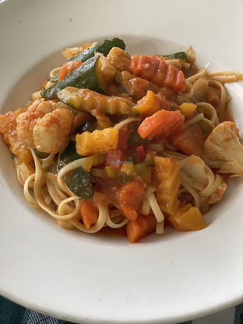 Vegan Rasta pasta  at Hemingways in St Johns