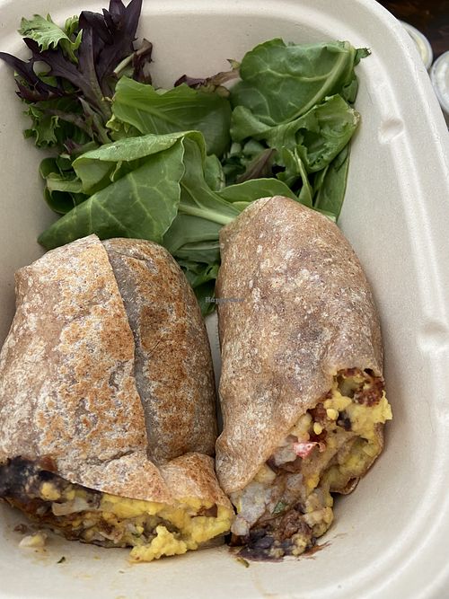 Breakfast burrito   at Cafe Gratitude in Newport Beach