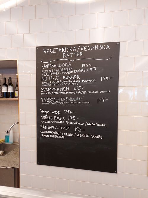Menu at Blå+ in Stockholm