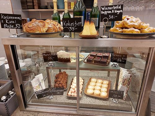 Tartlet, brownie and dark truffle are vegan. Ask to be sure! at Blå+ in Stockholm