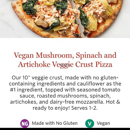 Pizza description at Whole Foods Market in Wayne