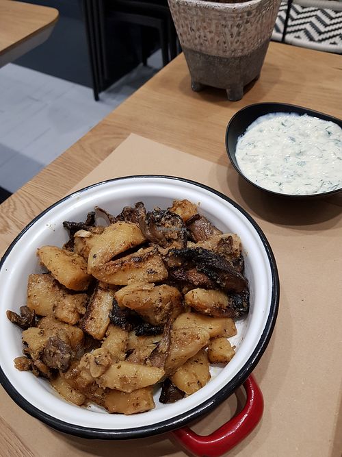Mushrooms and tzatziki at W Karytsi in Athens