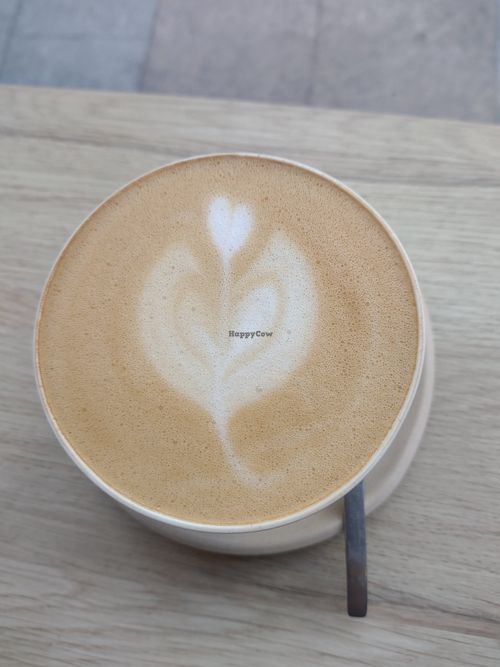 Milk coffee with oat milk #Veganuary at La Manière in Vigo