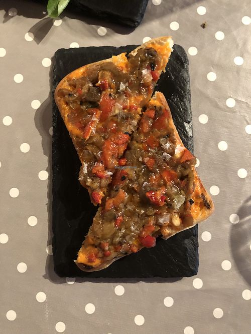 Escalivada (bell peppers toast)  at LaVidaEsSueño in San Roman De Cameros