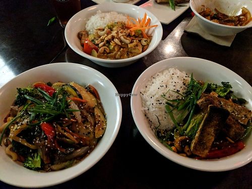 Some of the vegan mains at Koi in Calgary