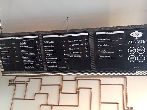 Drinks menu at Arbuste in Caen