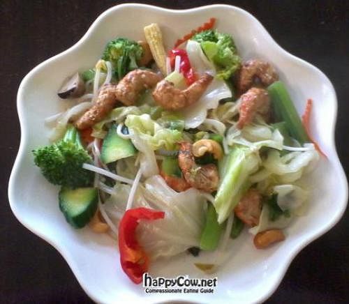 Cashew nut veggie prawn & vegetables at Meesu Vegetarian Kitchen in Adelaide