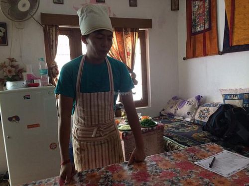 chef Lhamo at Lhamo's Vegetarian Tibetan Cooking Classes in Dharamshala