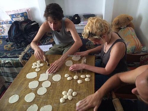momo making! at Lhamo's Vegetarian Tibetan Cooking Classes in Dharamshala