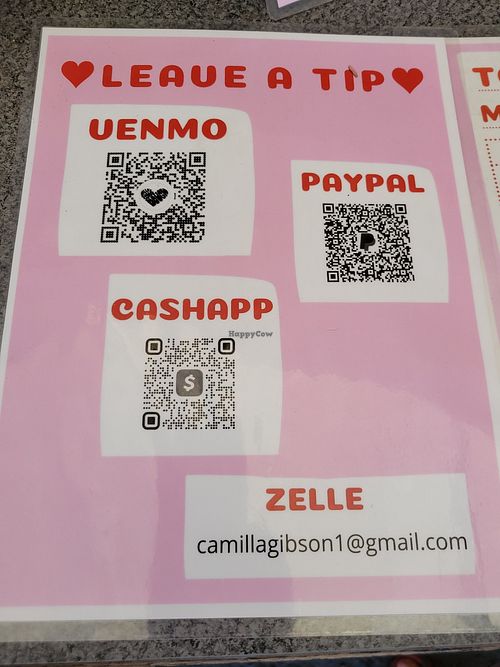 Payment options aside from cash at Camilla's Sourdough - Love Shack Cafe in Los Angeles