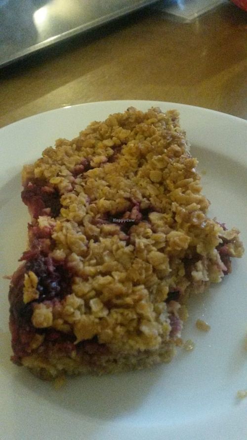 Raspberry flapjack (vg) at Clock Tower Cafe in Morpeth