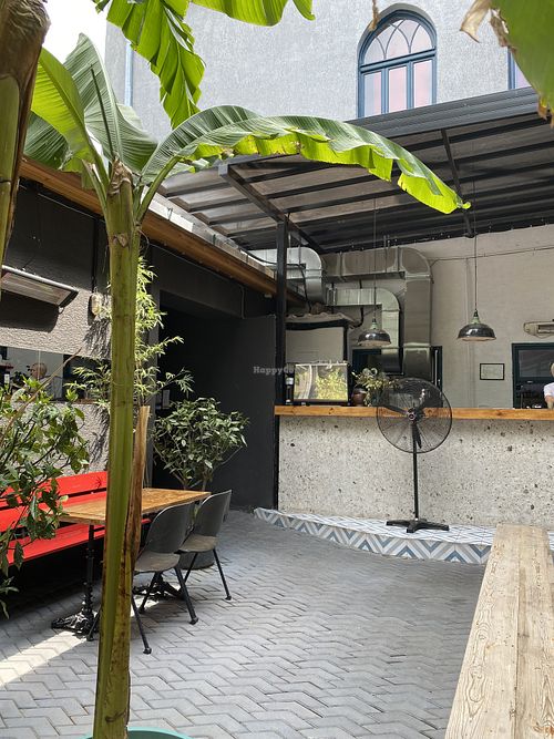 Outdoor seating at Honoré in Tbilisi