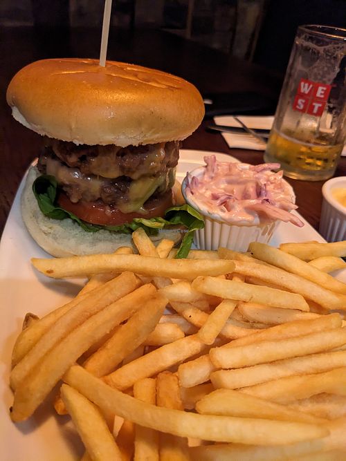 Burger and fries at Ben Nevis in Fort William