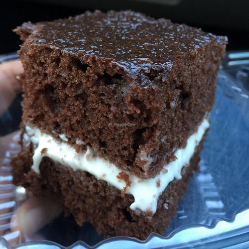 Cannot resist their melt in your mouth, tender chocolate cake! The cream filling reminds me of marshmallow sauce :)
Love. at Loving Hut in Arlington