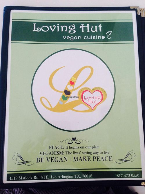 Menu cover at Loving Hut in Arlington