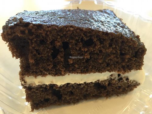 Chocolate cake with frosting. Not too sweet, light and fluffy. at Loving Hut in Arlington