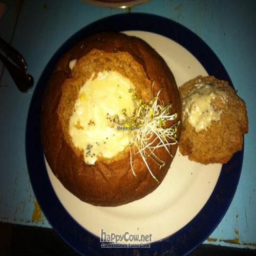 Amazing soup in bread bowl at Verdeo in Medellin