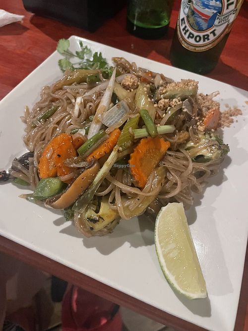 Vegan Pad Thai at Thai Blue Elephant in Roatan