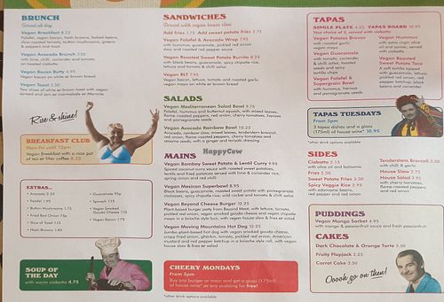 Vegan menu at Vintro Lounge in Blackpool