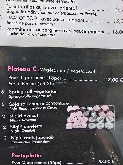 'Vegetarian' on menu at Fei Xiang in Echternach