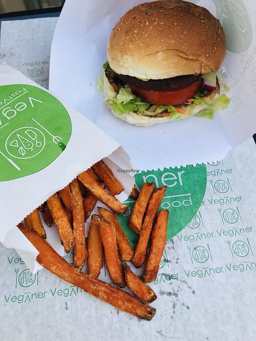 burger with fries  at Veganer  in Sarajevo